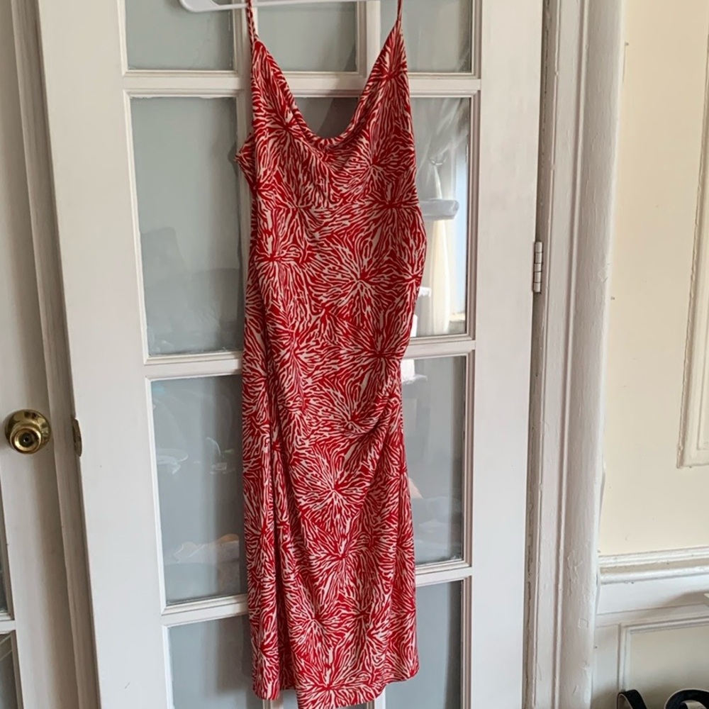Diane Von Furstenberg Red and White Spaghetti Strap Slip Dress - Picture 3 of 3